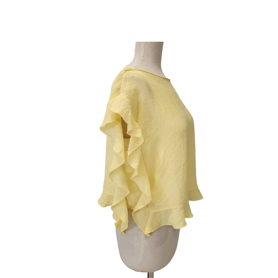 ZARA Lemon Yellow Frill Sleeves Top | Like New |