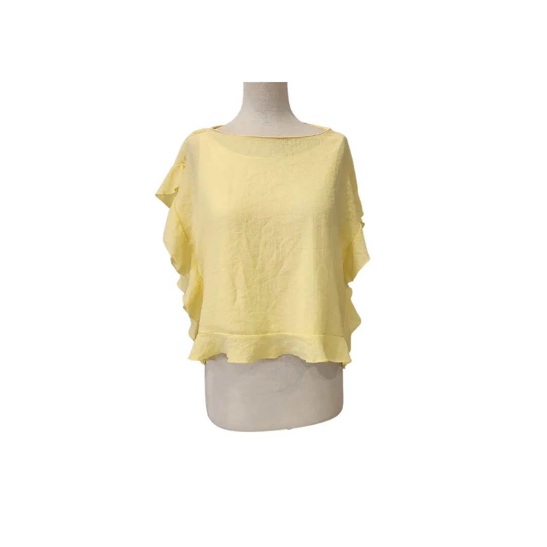 ZARA Lemon Yellow Frill Sleeves Top | Like New |