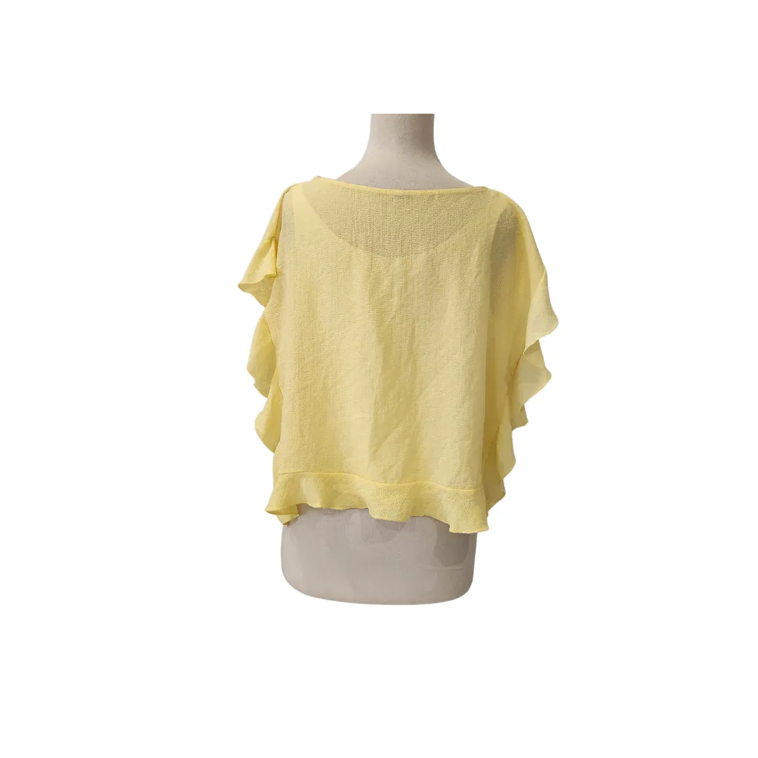 ZARA Lemon Yellow Frill Sleeves Top | Like New |