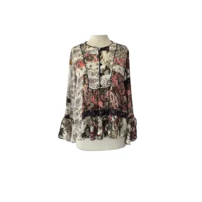 ZARA Multi-coloured Floral Bell-sleeves Top | Brand New |